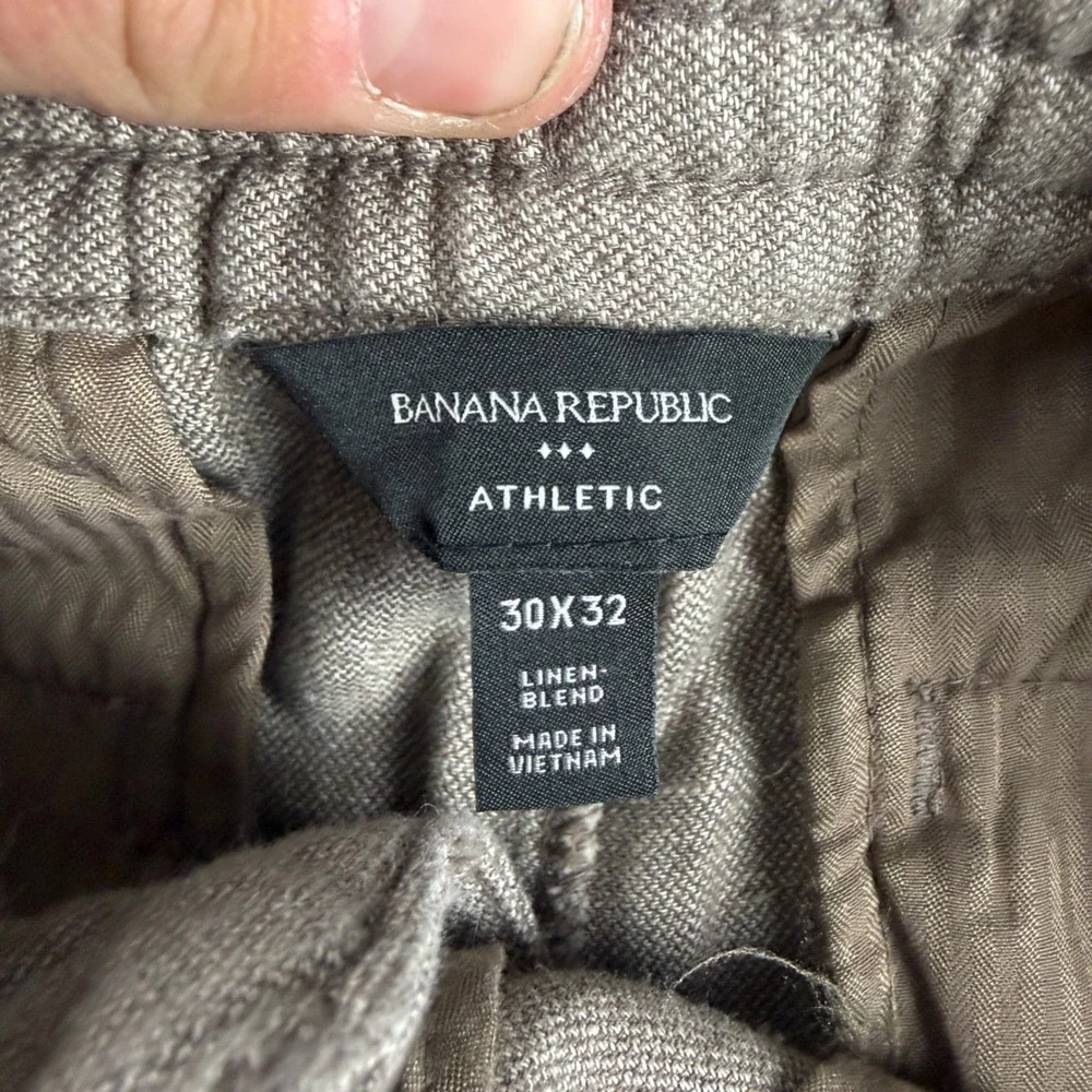 Banana Republic Linen Pants Men's 30x32 (Fits 30x29) Brown Drawstring Athletic